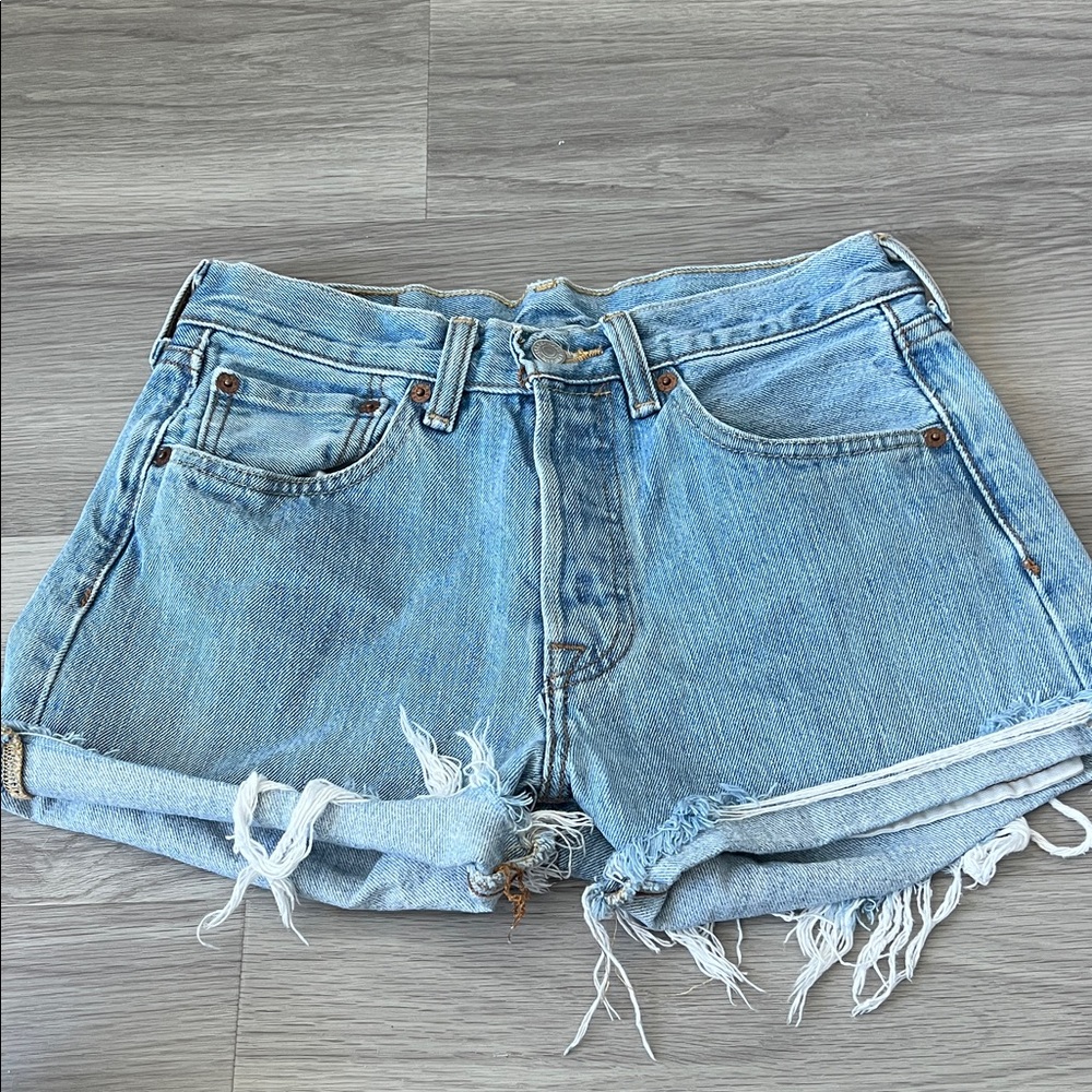 Levi's Light Blue Distressed Jean Shorts